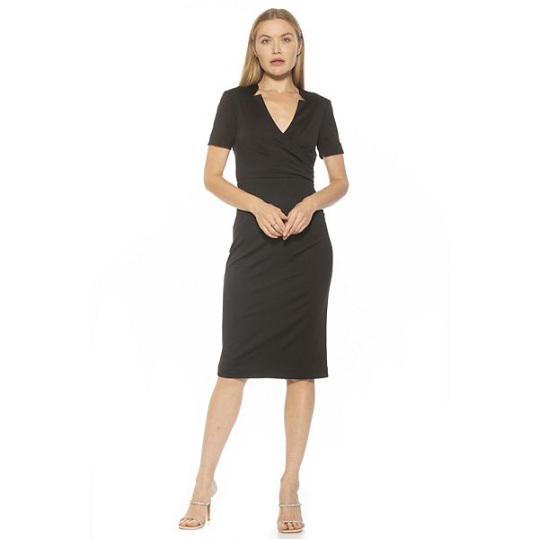 Women's ALEXIA ADMOR Notched Surplice Midi Sheath Dress