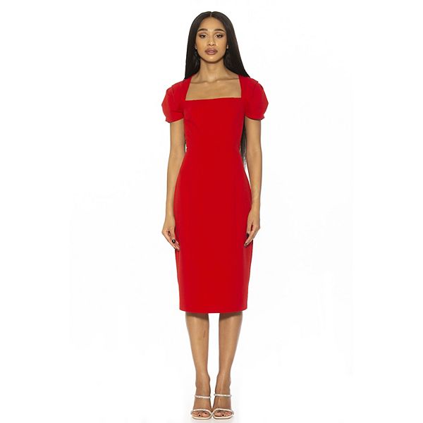 Women's ALEXIA ADMOR Squareneck Midi Sheath Dress