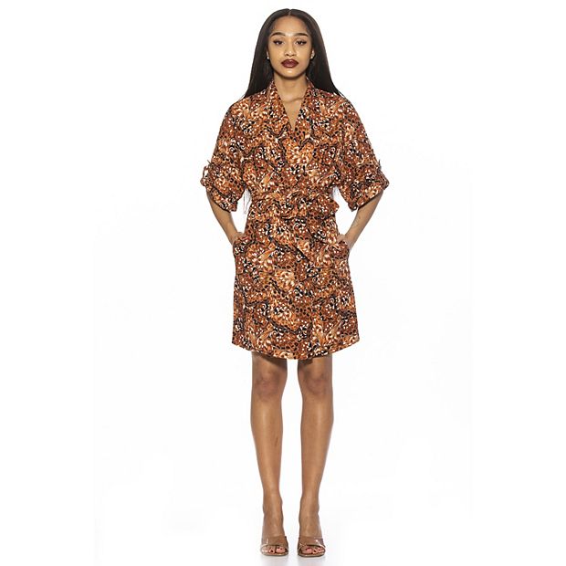 June Wrap Dress - Brown Abstract / 8
