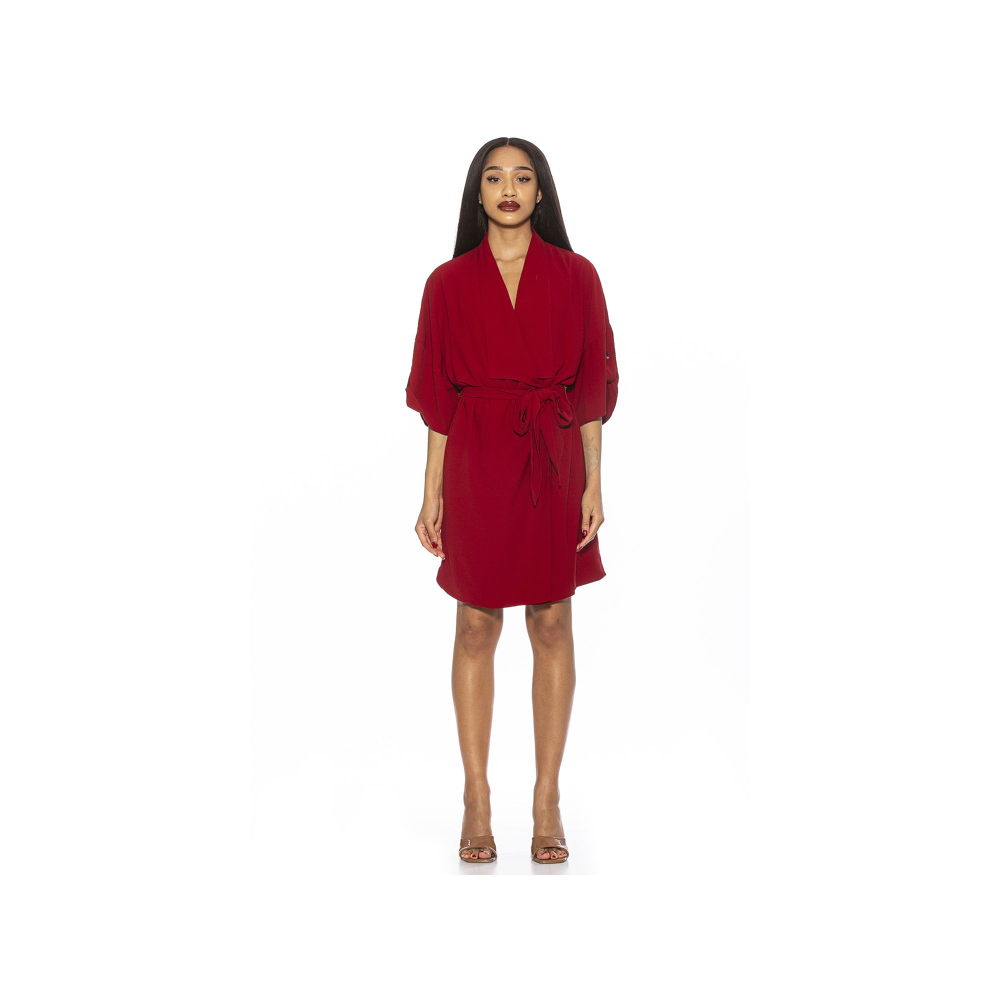Womens ALEXIA ADMOR Tie-Front Wrap Mini Dress, Size: 2, Red