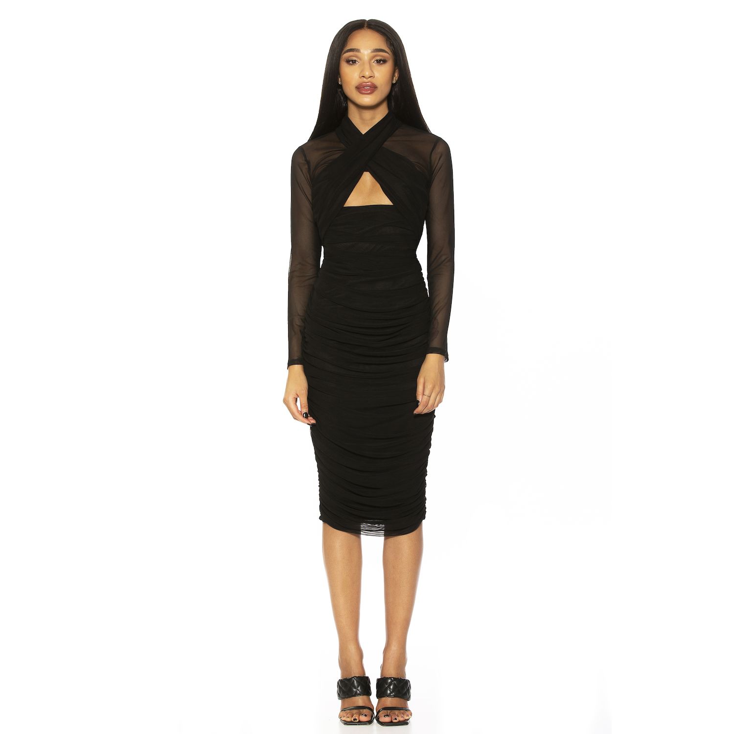Женские платья ALEXIA ADMOR Front Cutout Ruched Midi Dress