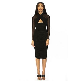 Women's ALEXIA ADMOR Front Cutout Ruched Midi Dress