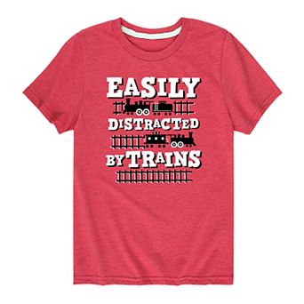 Boys 8-20 "Easily Distracted By Trains" Graphic Tee