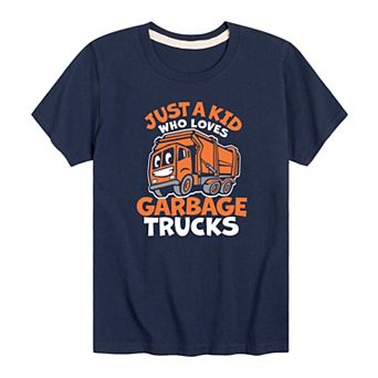 Boys 8-20 Kid Who Loves Garbage Trucks Graphic Tee