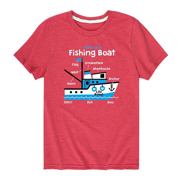 Boys 8-20 Fishing Boat Parts Graphic Tee, Boy's, Size: Small, Red