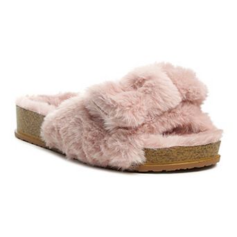 London Rag Fuzz Women's Bow Slip-On Sandals