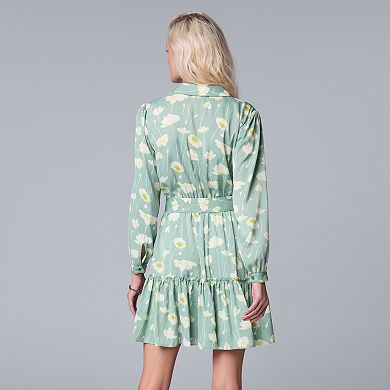 Women's Simply Vera Vera Wang Tiered Satin Shirtdress