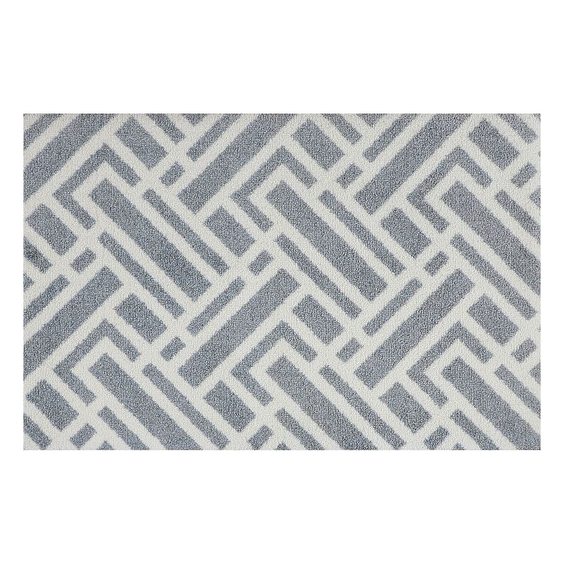 Bungalow Flooring ColorStar Deco Grid 22 x 34 Doormat, Grey, 2X3 Ft