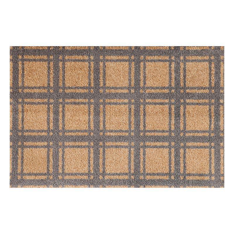 Bungalow Flooring ColorStar Prairie Grid 22 x 34 Doormat, Beig/Green, 2