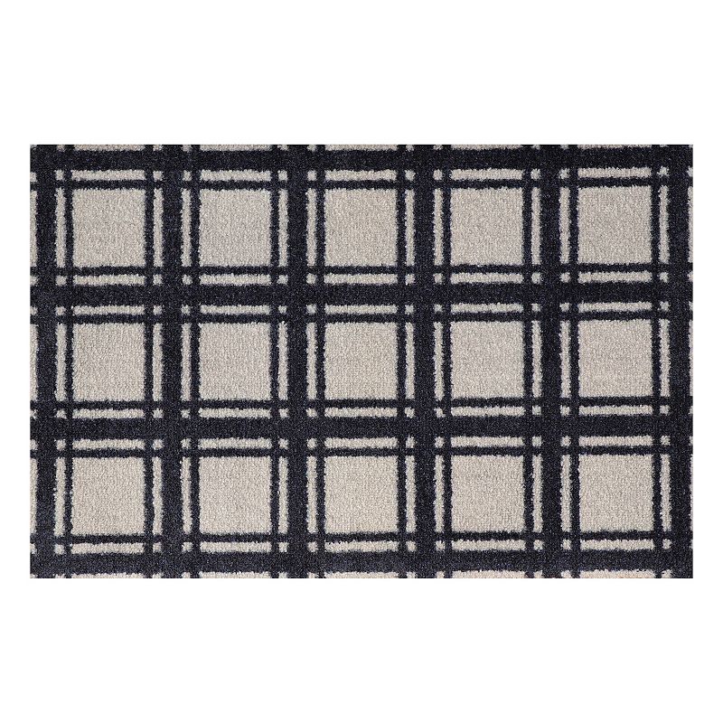 Bungalow Flooring ColorStar Prairie Grid 22 x 34 Doormat, Blue, 2X3 Ft
