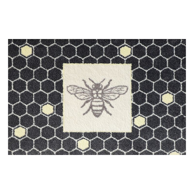 Bungalow Flooring ColorStar Bee Hex 22 x 34 Doormat, Grey, 2X3 Ft