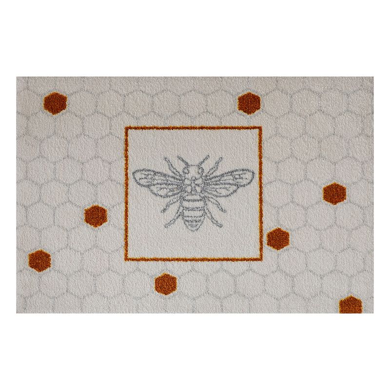 Bungalow Flooring ColorStar Bee Hex 22 x 34 Doormat, Beig/Green, 2X3 Ft