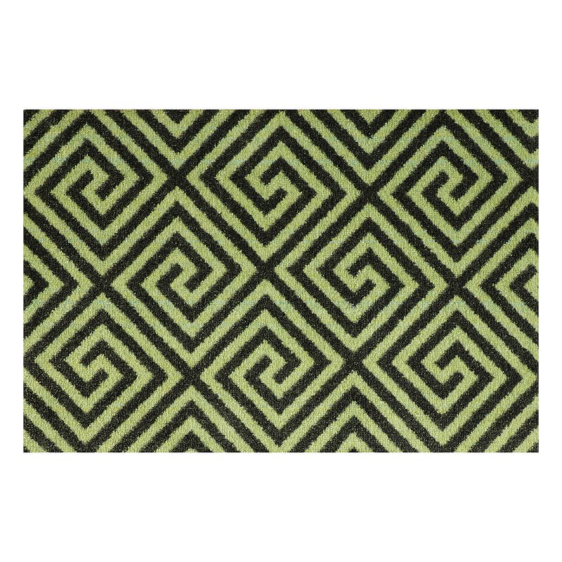 Bungalow Flooring ColorStar Greek Grid 22 x 34 Doormat, Green, 2X3 Ft