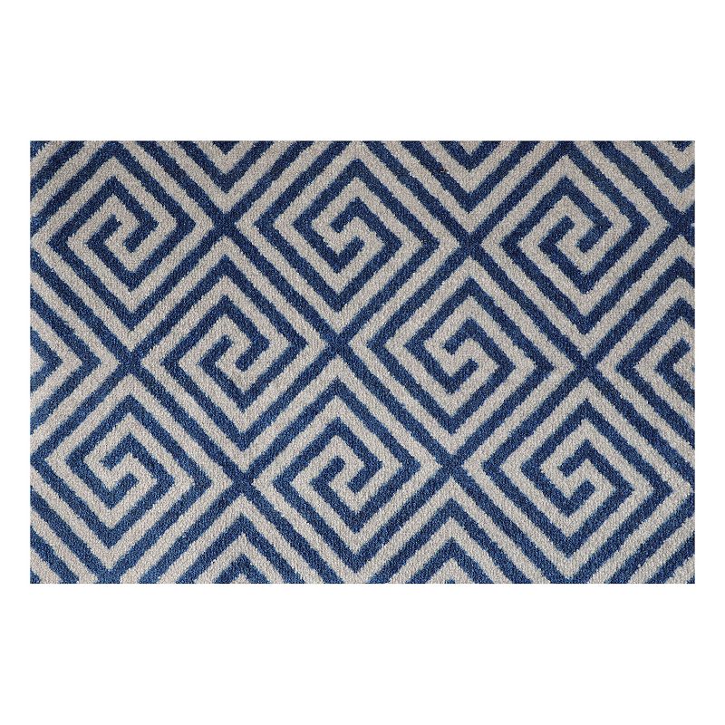 Bungalow Flooring ColorStar Greek Grid 22 x 34 Doormat, Blue, 2X3 Ft