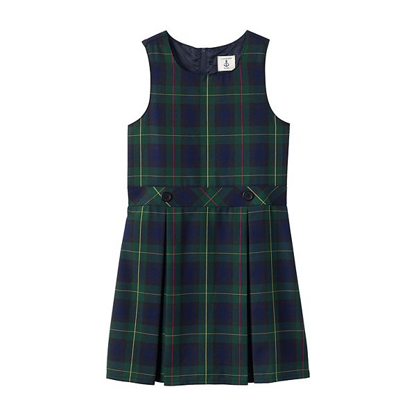 Lands' End School Uniform Girls Plaid Jumper Top of Knee - Hunter/classic Navy Plaid