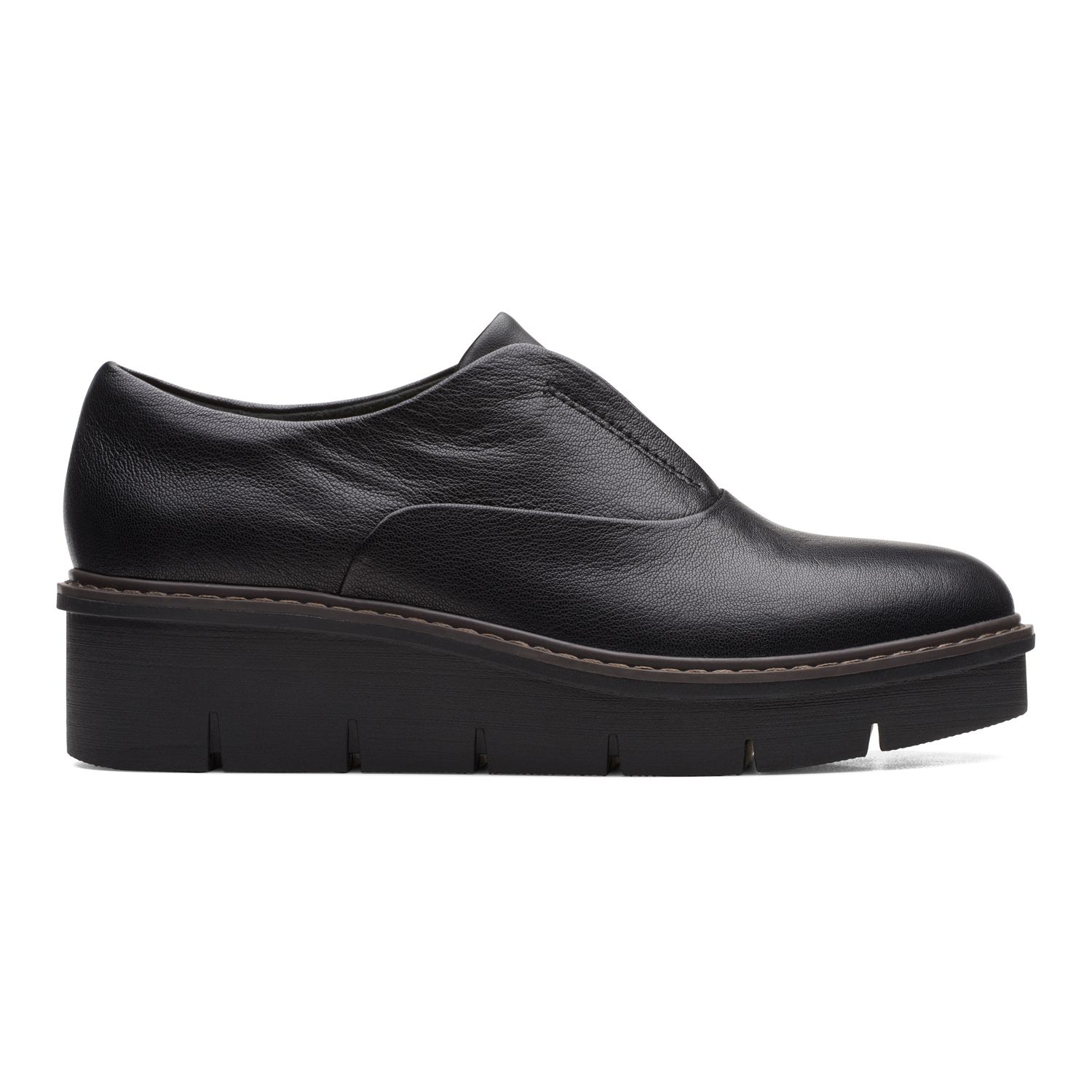 Clarks Womens Airabell Style Faux Leather Wedge Ankle Boots