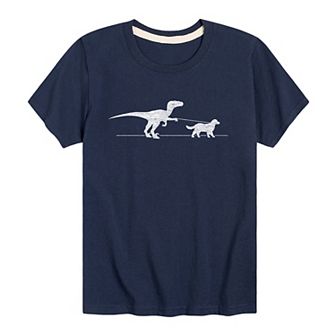 Boys 8-20 Dinosaur Walking Dog Graphic Tee