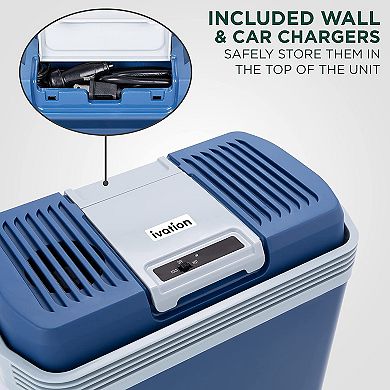 Ivation 24 L Electric Cooler & Warmer Portable Car Fridge with Handle for Camping & Travel