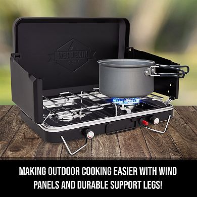 Hike Crew 2-in-1 Gas Camping Stove & Stainless Steel Drip Tray