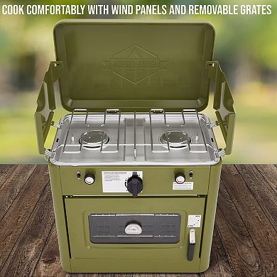 Hike Crew Gas Camping Oven, Csa Approved 2-burner Stove & Camp Oven With Bag, Igniter & More - Black