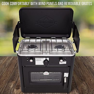Hike Crew 2-in-1 Gas Camping Portable Propane Stove & Oven with Grill and Integrated Igniter