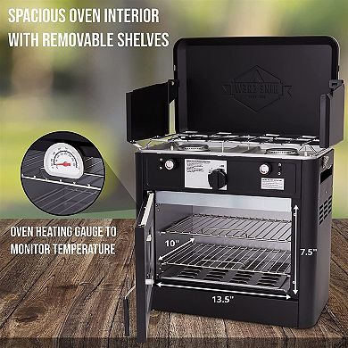 Hike Crew 2-in-1 Gas Camping Portable Propane Stove & Oven with Grill and Integrated Igniter