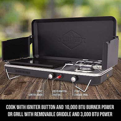 Hike Crew 2-in-1 Gas Camping Stove, Portable Grill & Camp Stove, Propane Burner