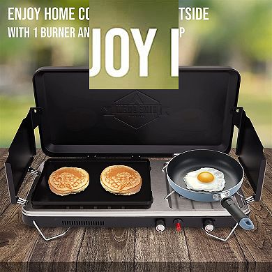 Hike Crew 2-in-1 Gas Camping Stove, Camping Grill & Stove with Igniter & Stainless Drip Tray