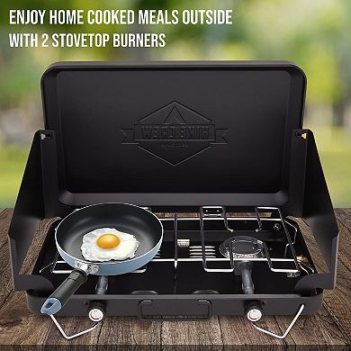 Hike Crew 2 Burner Propane Stove, 10,000 Btu Portable Stove With Handle & Foldable Legs - Red