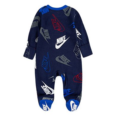 Baby Nike Logo Zip Footed Sleep & Play One Piece Pajamas