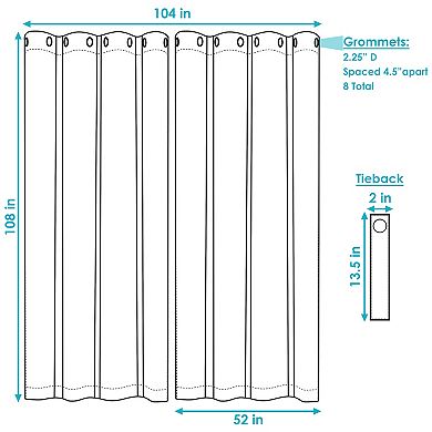 Sunnydaze Outdoor Blackout Curtain Panel - Gray - 52 in x 108 in - Set of 2