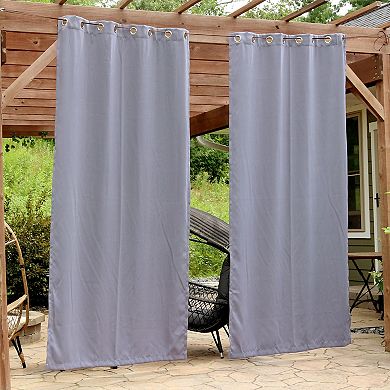 Sunnydaze Outdoor Blackout Curtain Panel - Gray - 52 in x 108 in - Set of 2