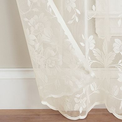 Waverly Sherry Floral Lace Sheer Rod Pocket Window Curtain Panel