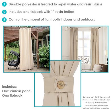 Sunnydaze Outdoor Blackout Curtain Panel with Grommets
