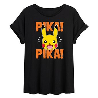 Juniors' Pokémon Pikachu Pika Oversized Graphic Tee