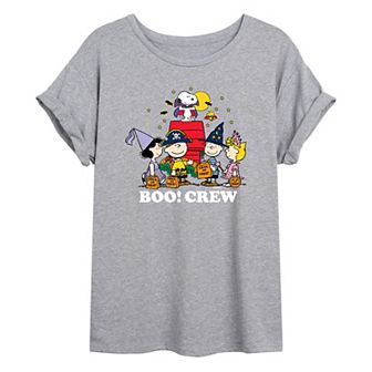 Juniors' Peanuts Boo Crew Oversized Graphic Tee