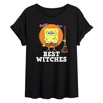 Juniors' SpongeBob "Best Witches" Halloween Oversized Graphic Tee