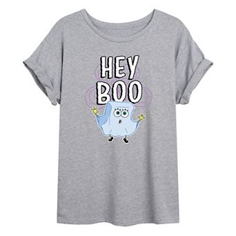 Juniors' SpongeBob "Hey Boo" Halloween Oversized Graphic Tee