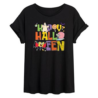 Juniors' SpongeBob "Happy Halloween" Oversized Graphic Tee