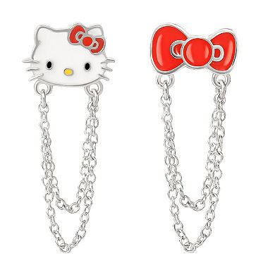 Hello Kitty Sterling Silver Chain Mismatch Earrings