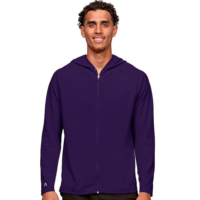 Mens Antigua Legacy Full Zip Hoodie, Size: Medium, Purple