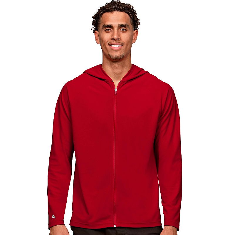 Mens Antigua Legacy Full Zip Hoodie, Size: Small, Red