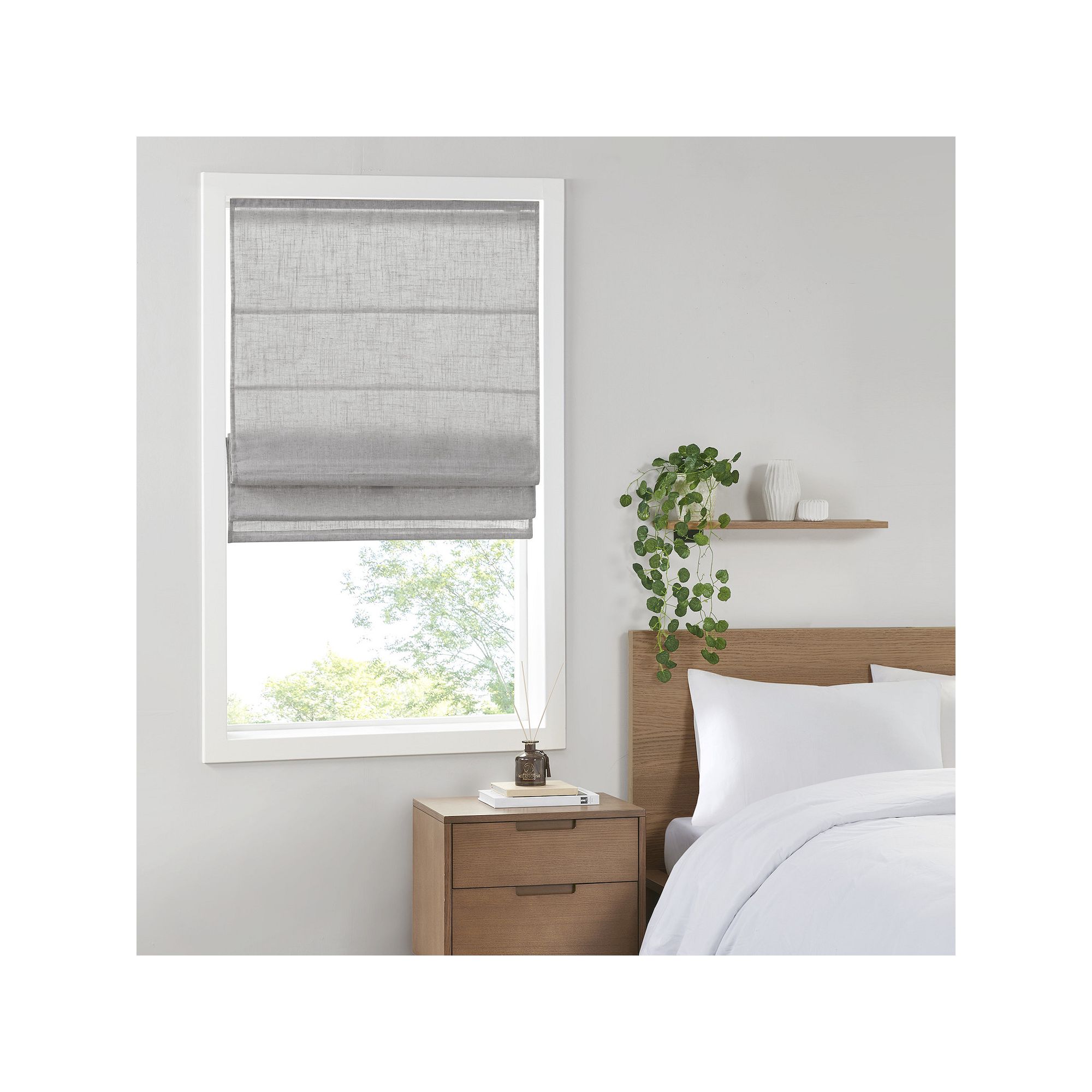 Madison Park Suvi Linen Blend Textured Light Filtering Cordless Roman Shade