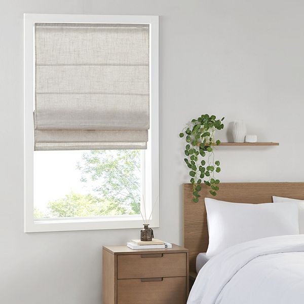 Madison Park Kyler Linen Blend Light Filtering Cordless Roman Shade in Natural, 29"x64"