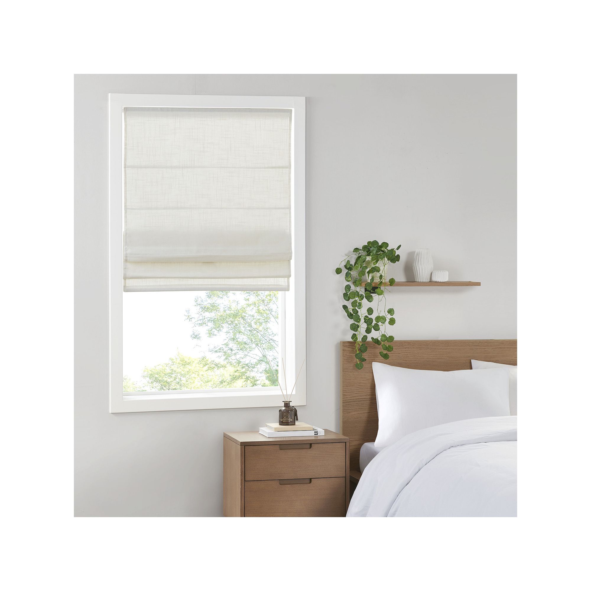 Madison Park Suvi Linen Blend Textured Light Filtering Cordless Roman Shade
