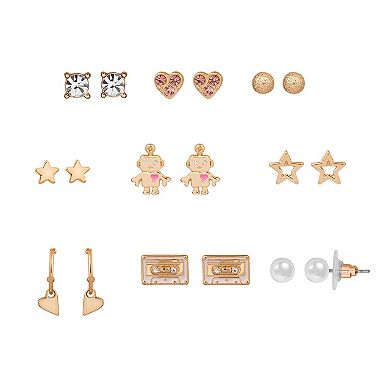 LC Lauren Conrad Gold Tone Robot Tech Nickel Free Earring Set