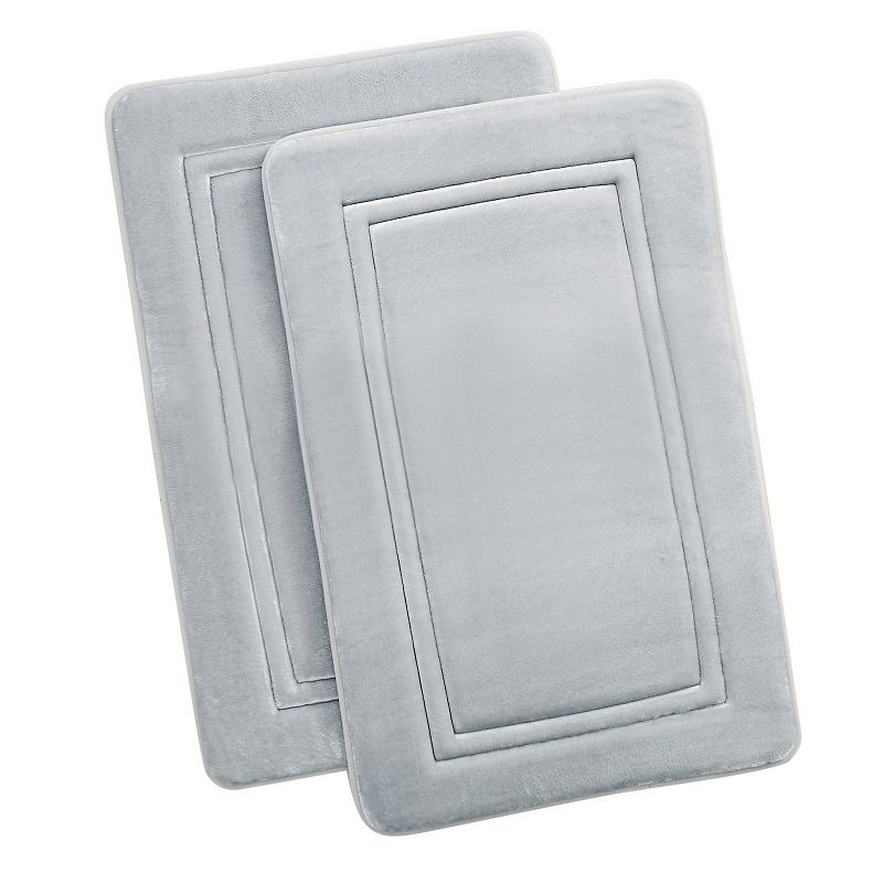Truly Calm Memory Foam 17x24 2-piece Bath Rug Set, Light Gray