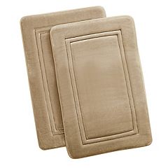 Tan Memory Foam Bath Rugs, 2-Piece Set