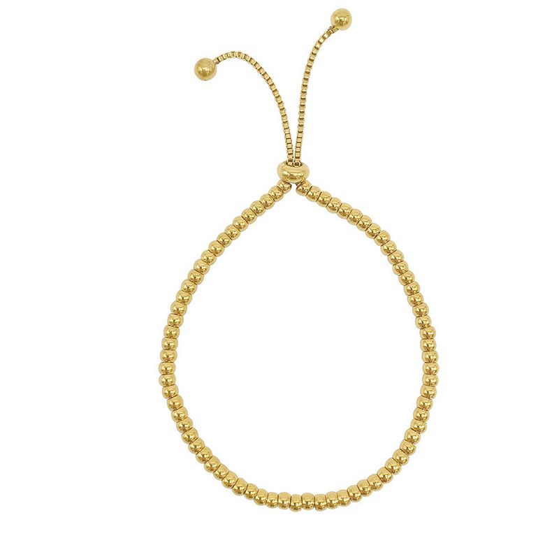 Adornia 14k Gold Plated Bead Adjustable Bracelet, Womens, Size: 9