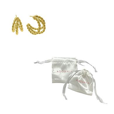 Adornia 14k Gold Plated Twist Cable Triple Hoop Earrings
